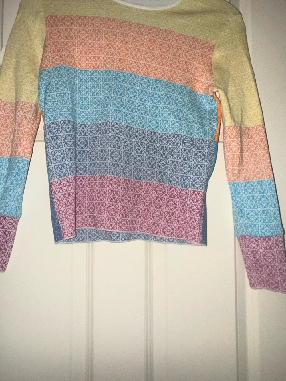 Loewe Pastel Multicolor Logo Knit Sweater - Green, Yellow, Orange